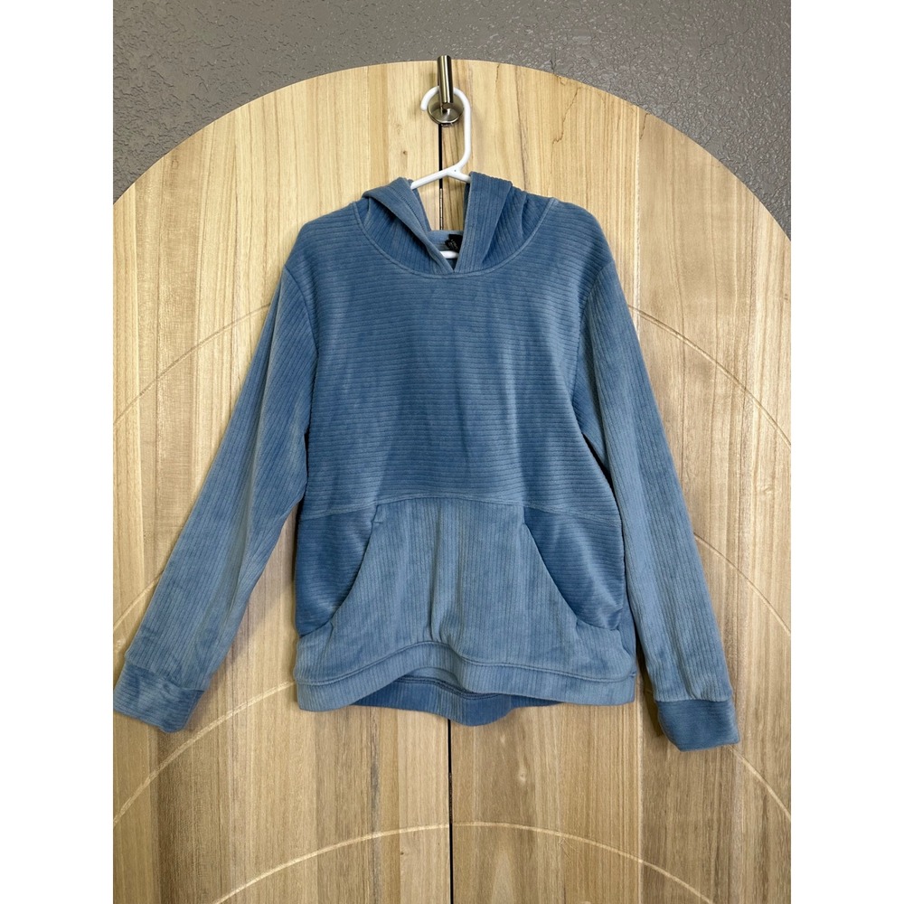 All In Motion Kids Hoodie Blue Ribbed Velour Pullover Long Sleeve Size L 10‎ 12